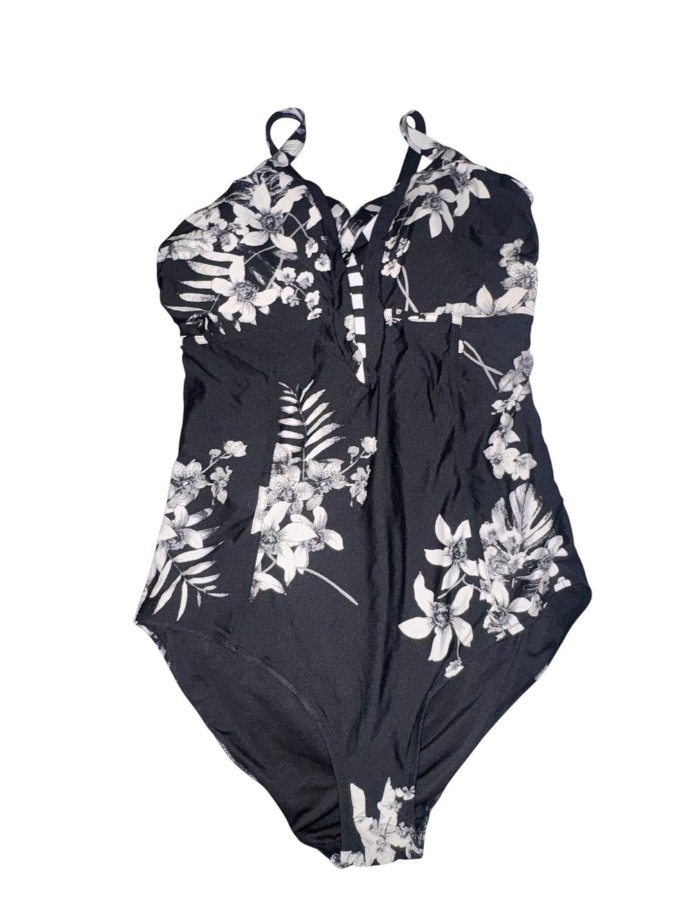 City Chic Black & White Floral One-Piece Swimsuit